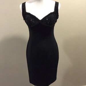 Elegant Black Beaded Bust Dress